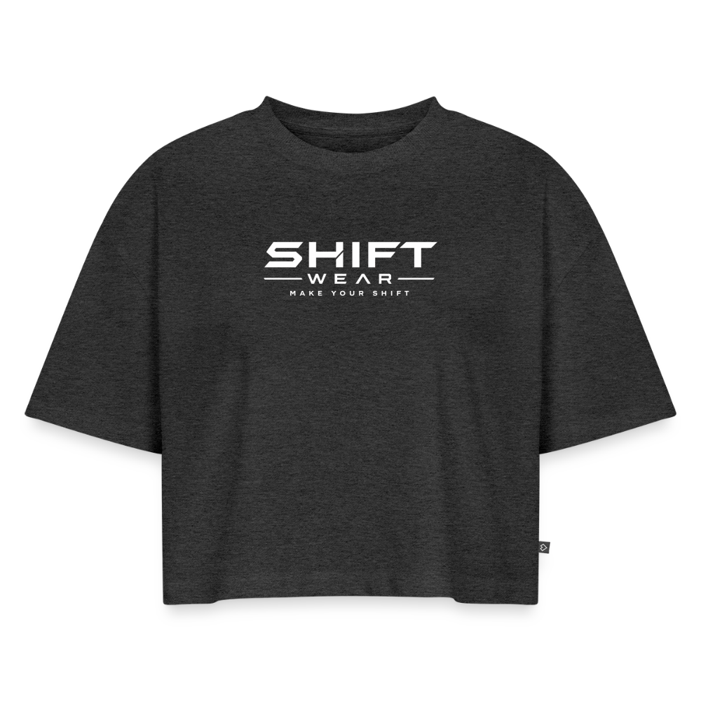 SHIFT Oversized Cropped Tee - Anthrazit meliert