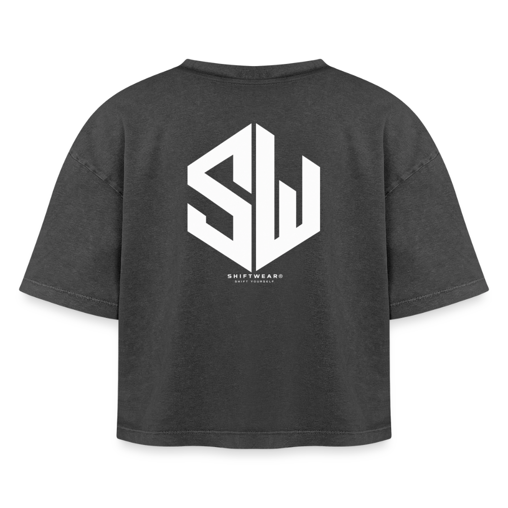 SHIFT Boxy Frauen Acid Wash Tee - Schwarz Acid Wash