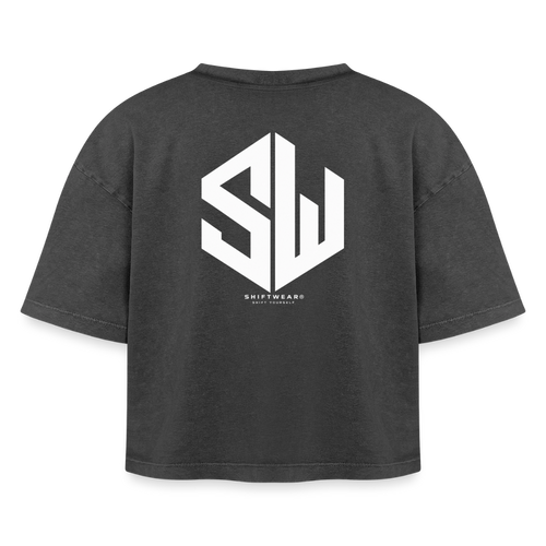 SHIFT Boxy Frauen Acid Wash Tee - Schwarz Acid Wash