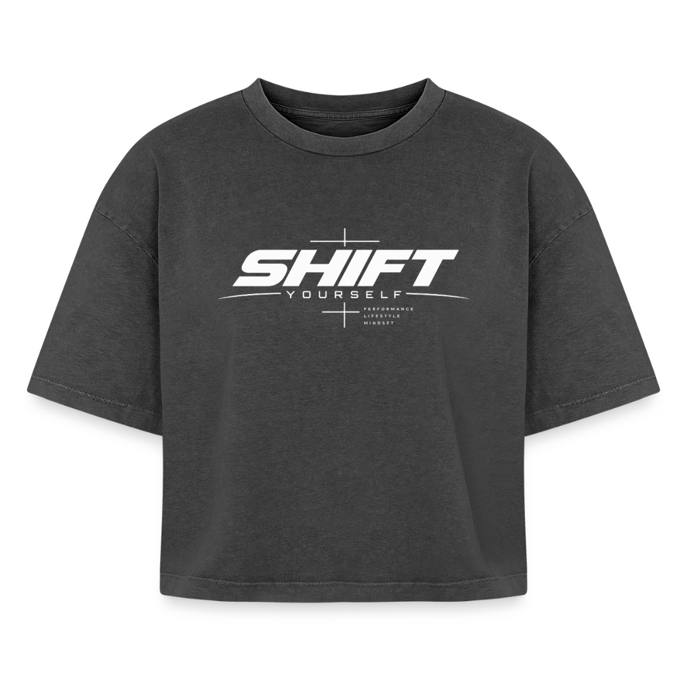 SHIFT Boxy Frauen Acid Wash Tee - Schwarz Acid Wash