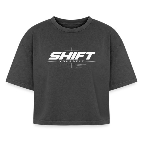 SHIFT Boxy Frauen Acid Wash Tee - Schwarz Acid Wash