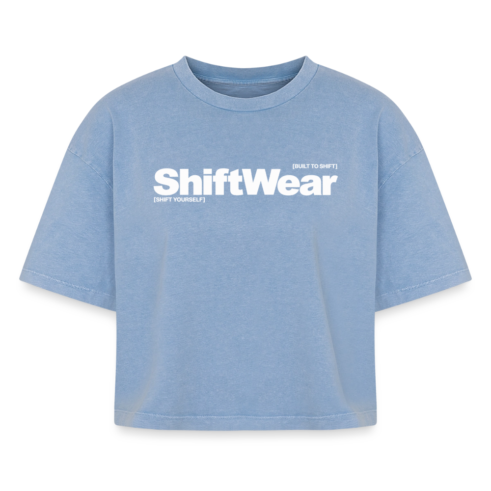 SHIFT Boxy Frauen Acid Wash Tee - Blau Acid Wash