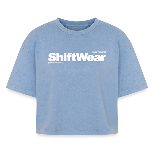 SHIFT Boxy Frauen Acid Wash Tee - Blau Acid Wash