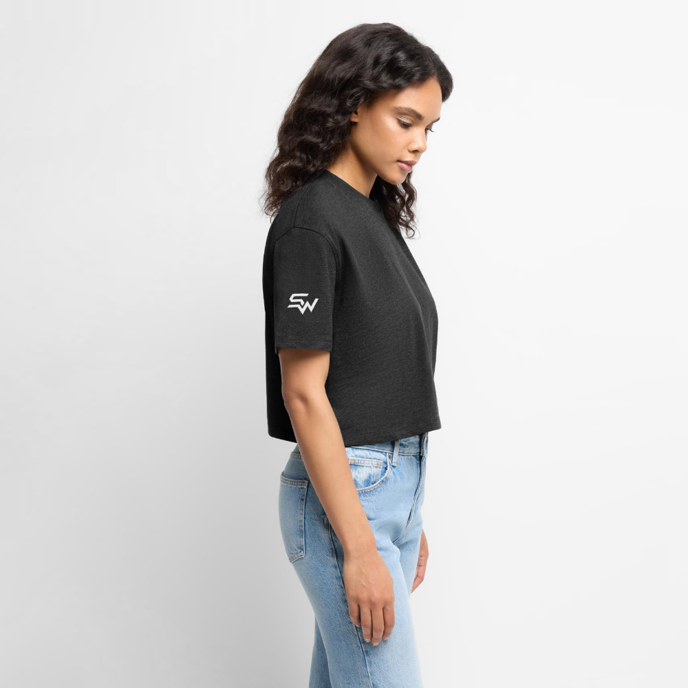 Frauen Premium Oversized Bio Cropped T-Shirt - Anthrazit meliert