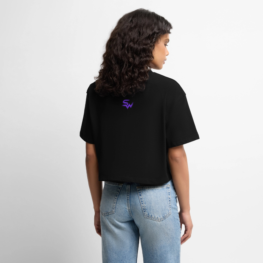 Frauen Premium Oversized Bio Cropped T-Shirt - Schwarz