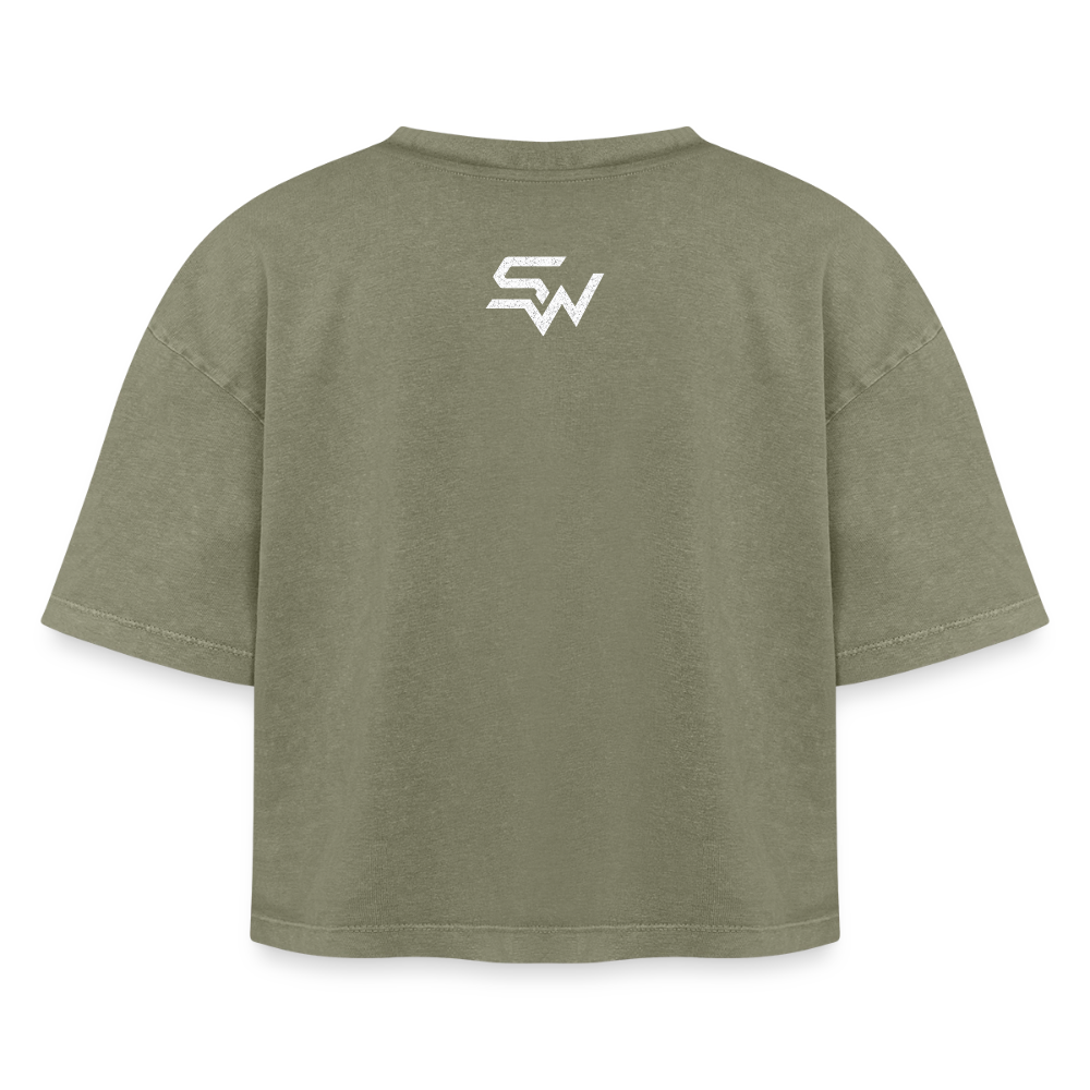 Boxy Frauen Premium Acid-Washed T-Shirt - Grün Acid Wash