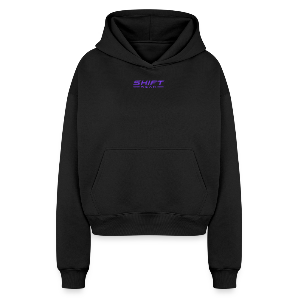 Frauen Oversized Cropped Hoodie - Schwarz