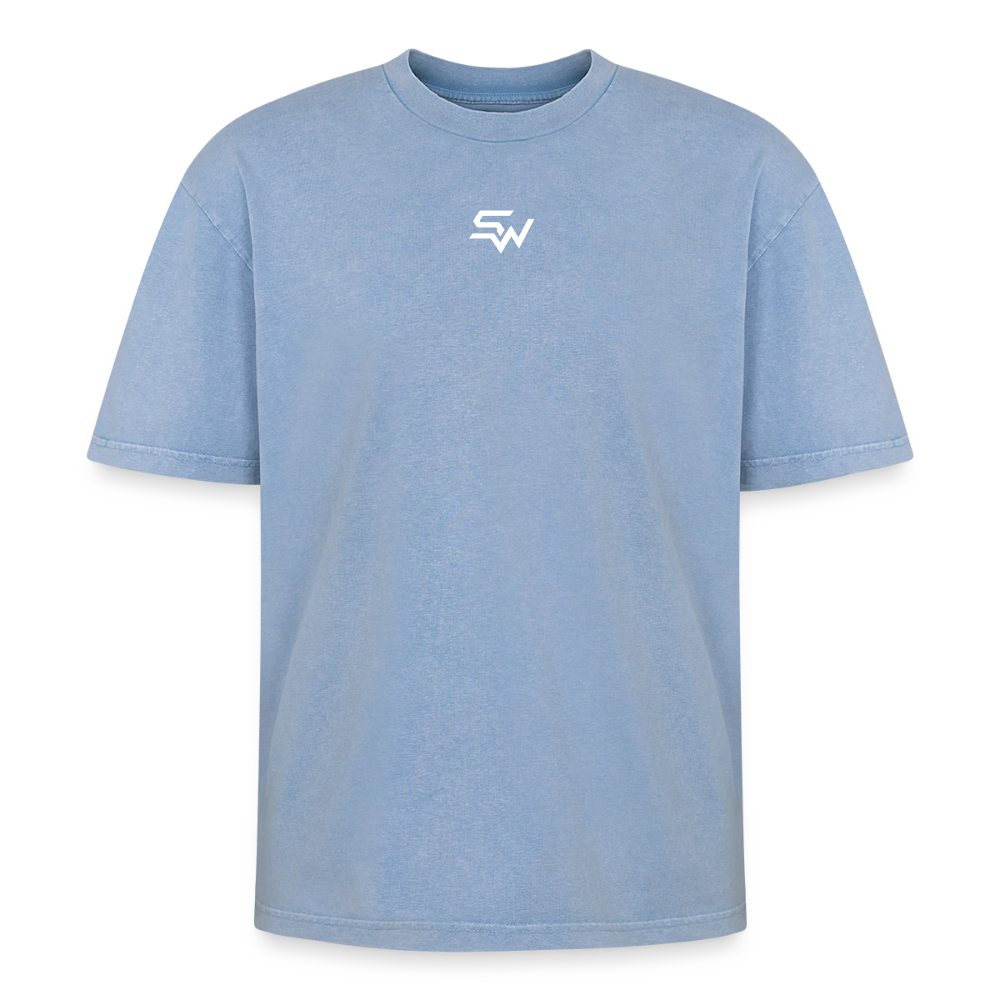 Oversized Unisex Premium Acid-Washed T-Shirt - Blau Acid Wash