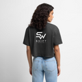 Frauen Premium Oversized Bio Cropped T-Shirt - Anthrazit meliert