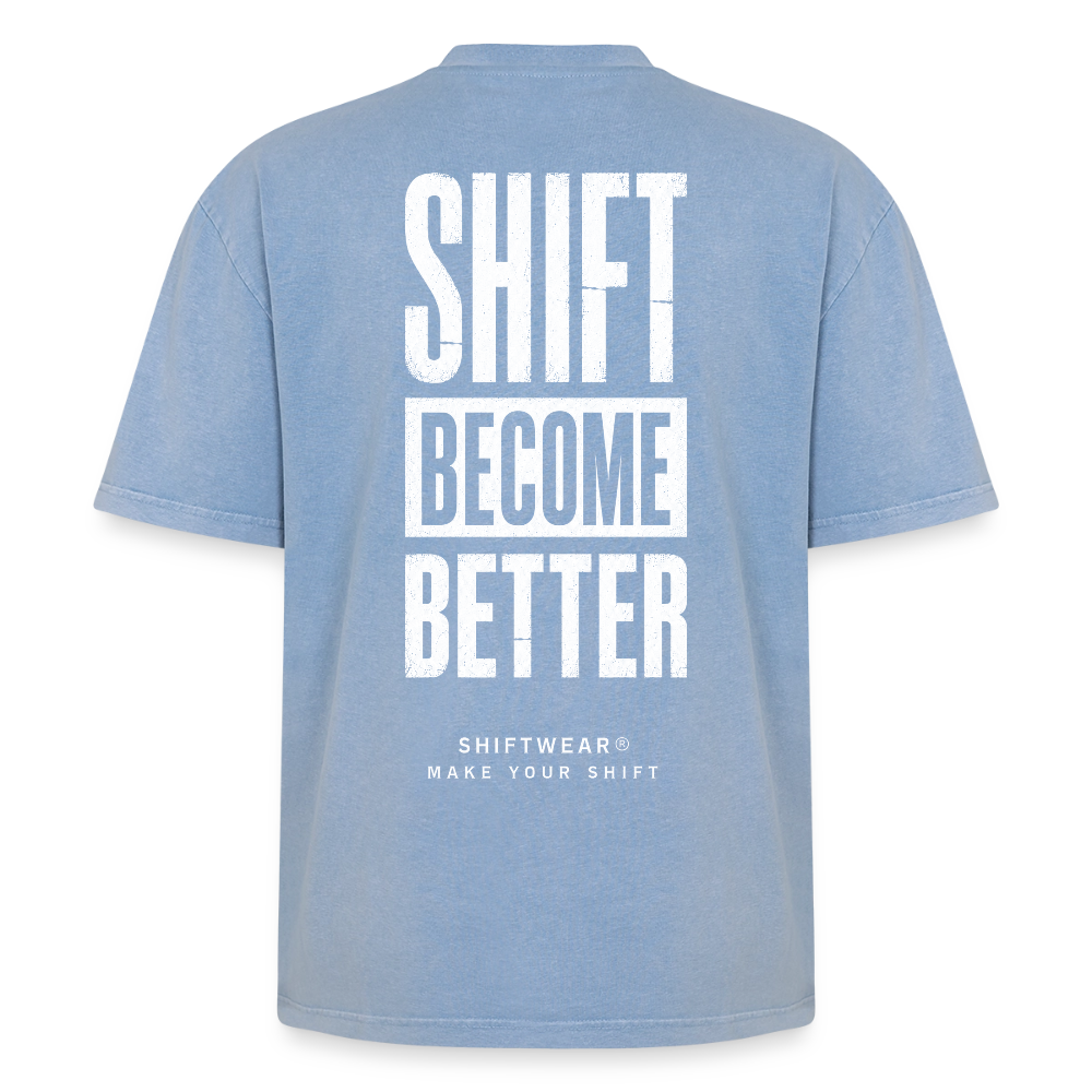 Oversized Unisex Premium Acid-Washed T-Shirt - Blau Acid Wash