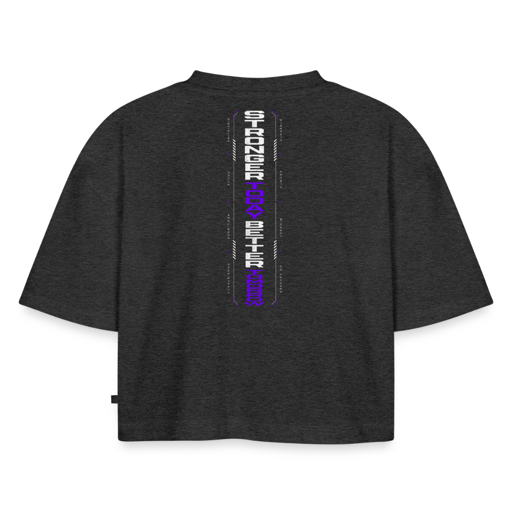 Frauen Premium Oversized Bio Cropped T-Shirt - Anthrazit meliert