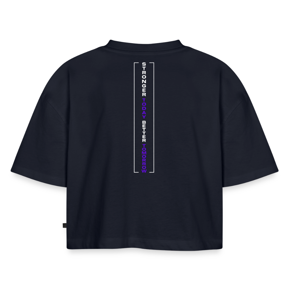 Frauen Premium Oversized Bio Cropped T-Shirt - Navy