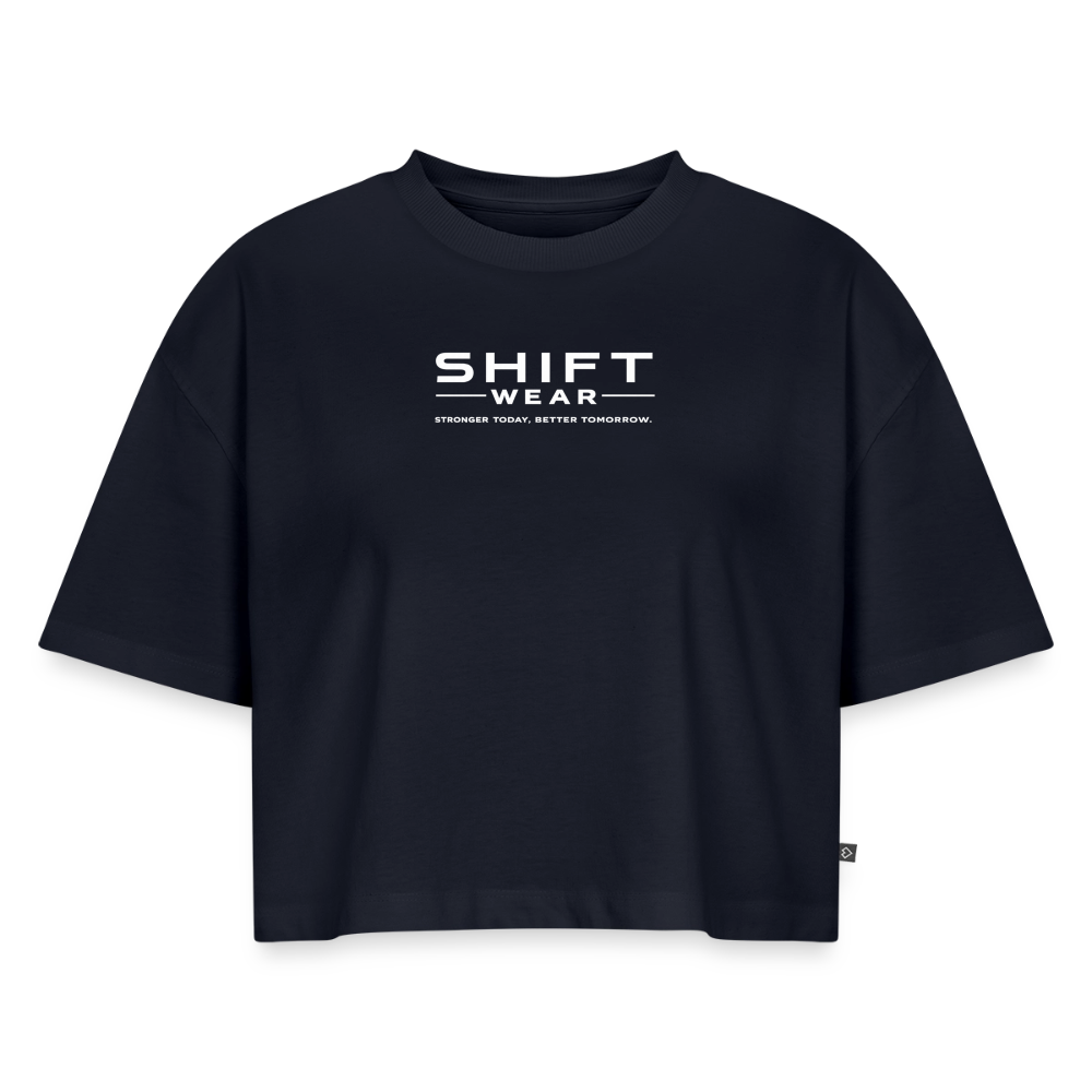 Frauen Premium Oversized Bio Cropped T-Shirt - Navy