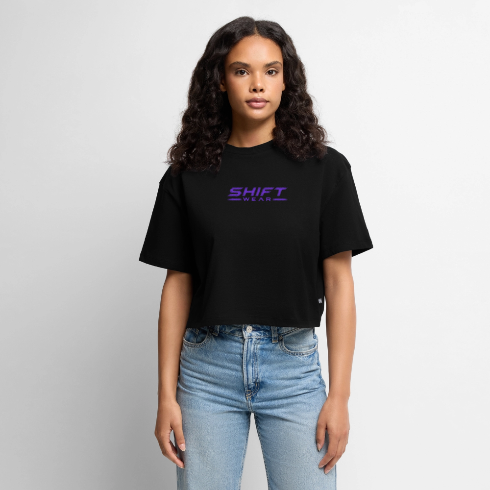 Frauen Premium Oversized Bio Cropped T-Shirt - Schwarz