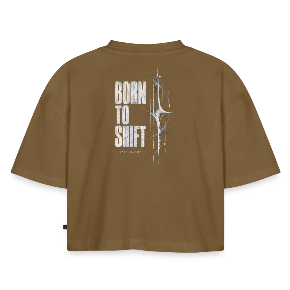 SHIFT Premium Oversized Cropped Tee - Nussbraun