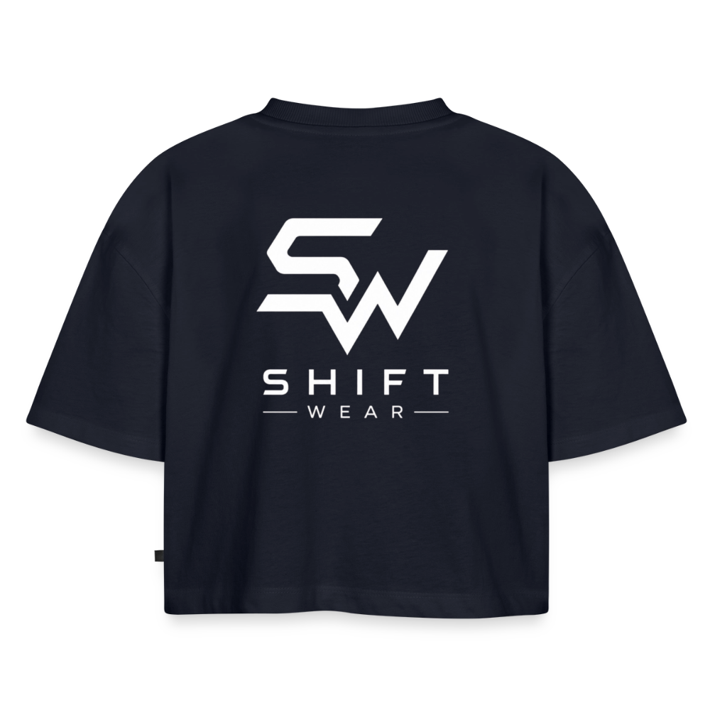 Frauen Premium Oversized Bio Cropped T-Shirt - Navy