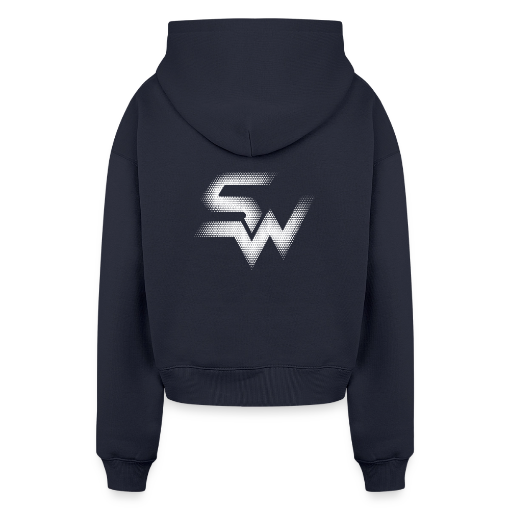SHIFT Cropped Oversized Heavyweight Hoodie - Navy