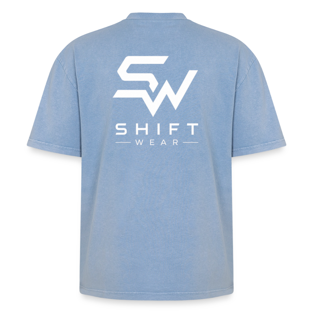 Oversized Unisex Premium Acid-Washed T-Shirt - Blau Acid Wash